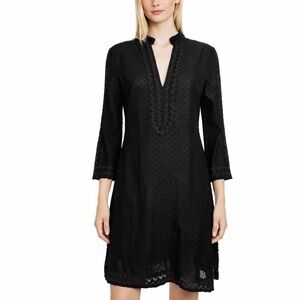 Sail to Sable size 0 XS black swiss dot tunic dress long sleeves cotton voile